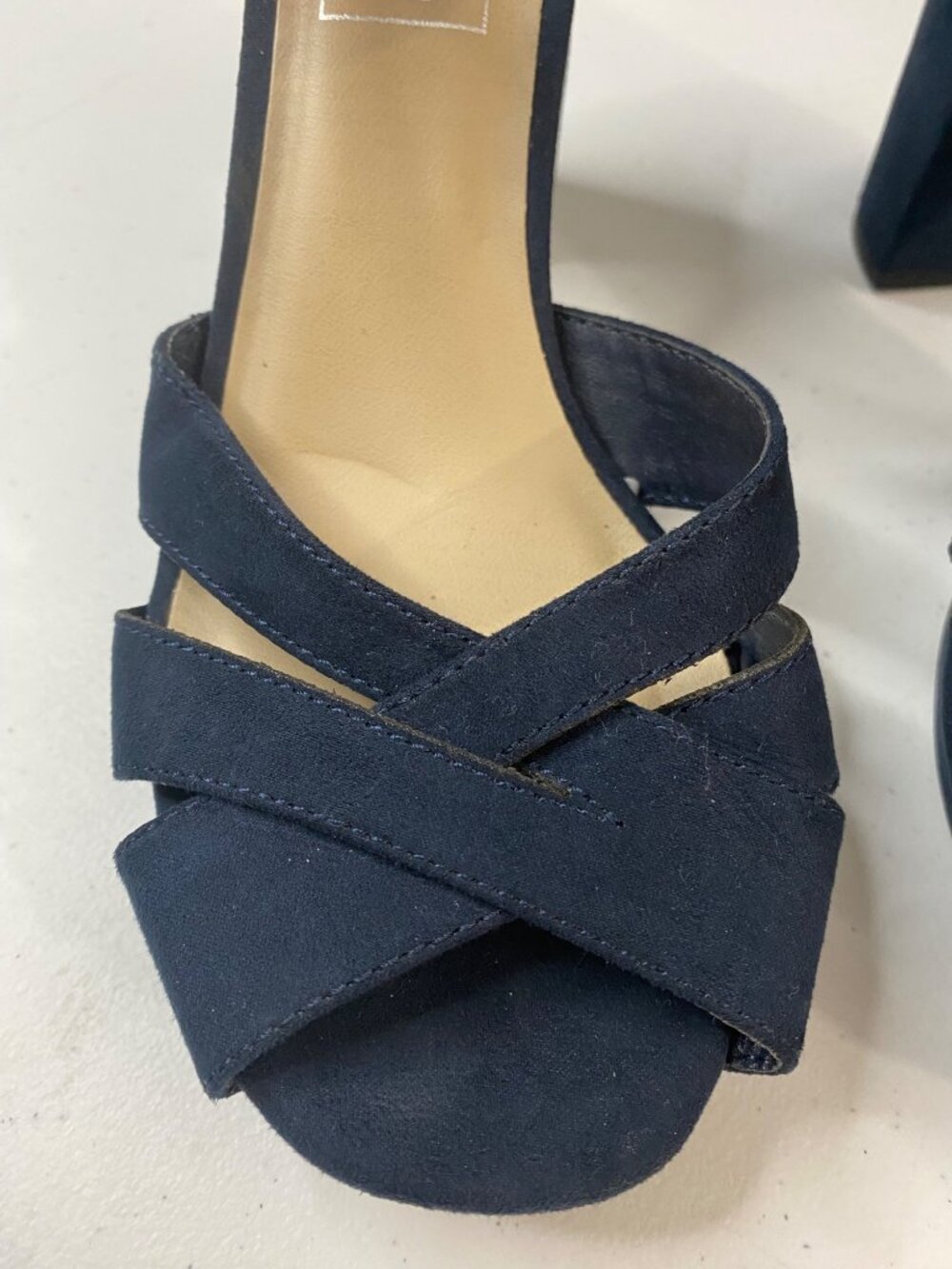 PoP Navy Blue Heels Sandals Womens 6.5 M Block Heel Strappy, Dress Shoes - Picture 3 of 16